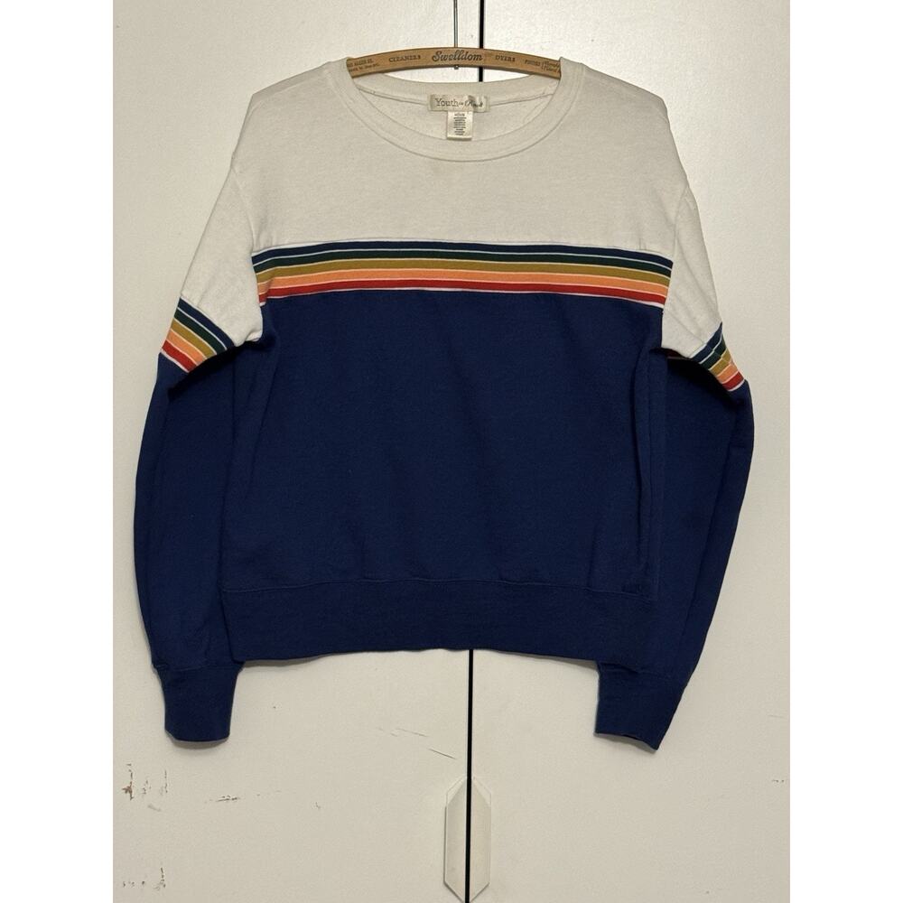Retro–Modern Crossover YOUTH IN REVOLT Stripe Crew Neck Sweatshirt - Women’s M
